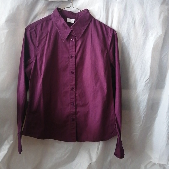 PURPLE SUZY SHIER WOMEN'S BASIC LONG SLEEVE BUTTON DOWN SHIRT - Picture 1 of 4